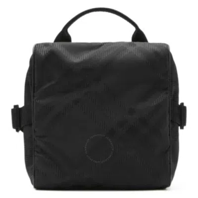 Burberry Check-pattern Zipped Messenger Bag In Black