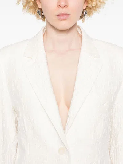 Harris Wharf London Crinkled Shoulder-pads Blazer In White