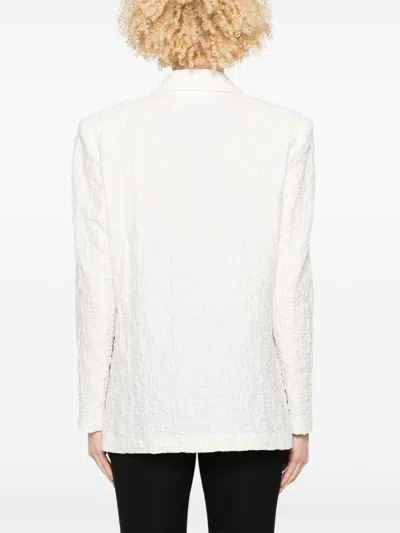 Harris Wharf London Crinkled Shoulder-pads Blazer In White