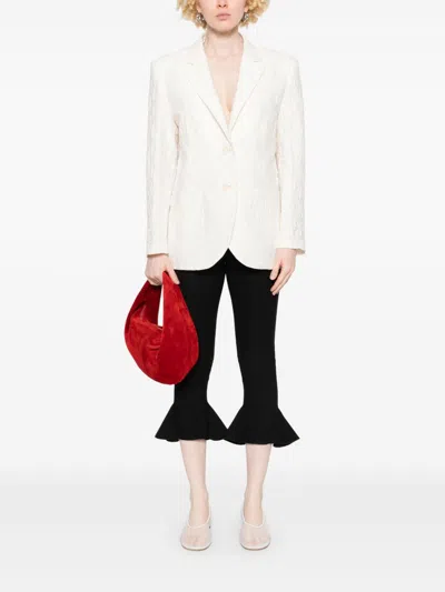 Harris Wharf London Crinkled Shoulder-pads Blazer In White