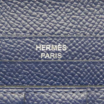 Pre-owned Hermes Navy Epsom Leather Long Wallet (bi-fold) ()