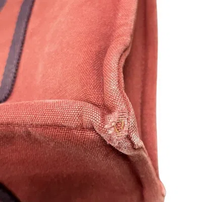 Pre-owned Hermes Red Color Canvas Handbag Tote Bag ()