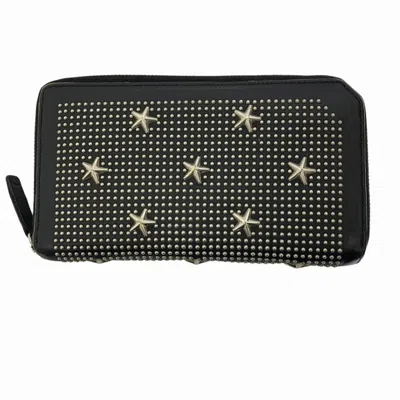 Pre-owned Jimmy Choo Black Leather Long Wallet (bi-fold) ()