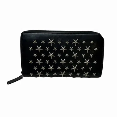 Pre-owned Jimmy Choo Black Leather Long Wallet (bi-fold) ()