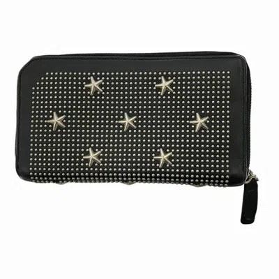 Pre-owned Jimmy Choo Black Leather Long Wallet (bi-fold) ()