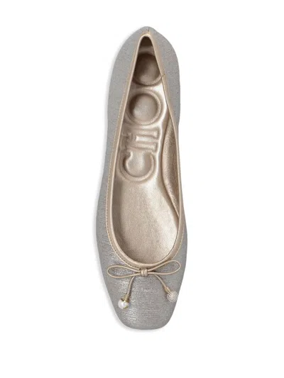 Jimmy Choo Silver Leather Ballet Flats In Powder