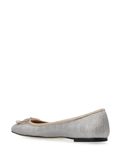 Jimmy Choo Silver Leather Ballet Flats In Powder