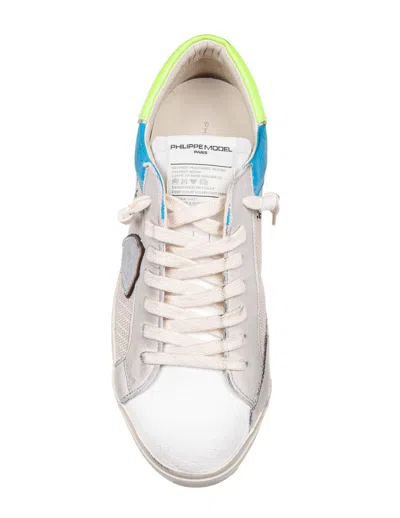 Philippe Model Sneakers Prsx In Fabric And Leather Color White And Fluorescent Yellow In Gray