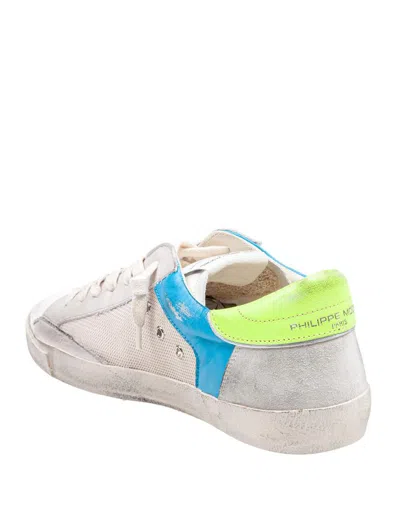 Philippe Model Sneakers Prsx In Fabric And Leather Color White And Fluorescent Yellow In Gray