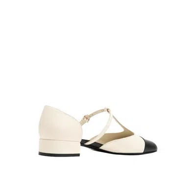 Ferragamo Patent Leather T-strap Ballet Shoe In White
