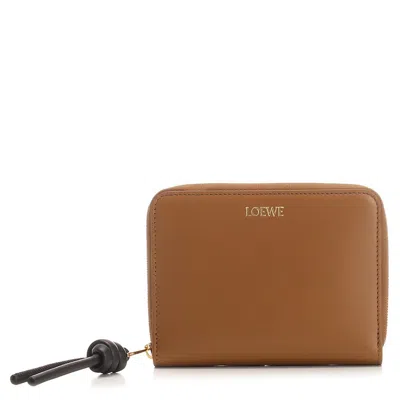 Loewe Leather Knot Zip-around Wallet In Brown