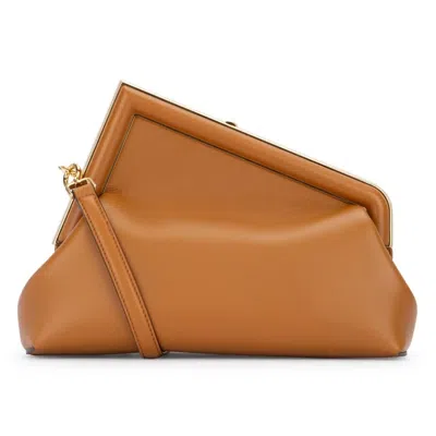 Fendi First Midi Nappa Leather Clutch