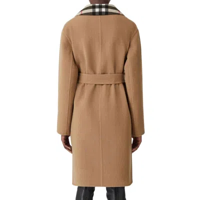 Burberry Reversible Check Double Face Wool Coat In Beige
