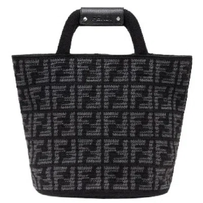 Fendi Borsa Shopping In Cashmere Ricamato Uomo In Black