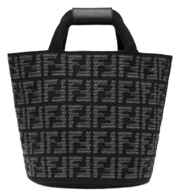 Fendi Borsa Shopping In Cashmere Ricamato Uomo In Black