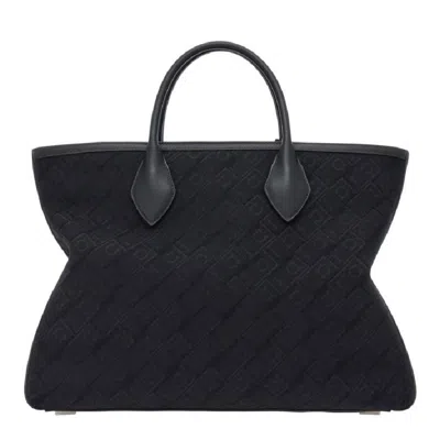 Ferragamo Large Calfskin Tote Bag In Black