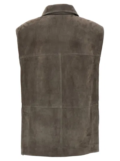 Brunello Cucinelli Couture Suede Vest With Jewel Detailing