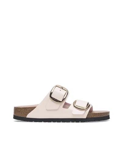 Birkenstock Arizona Big Buckle Leather Slides With Buckle In White