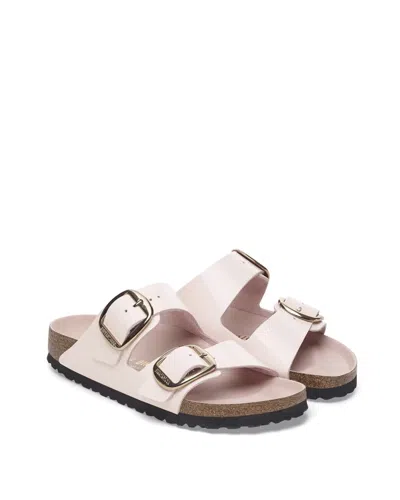 Birkenstock Arizona Big Buckle Leather Slides With Buckle In White