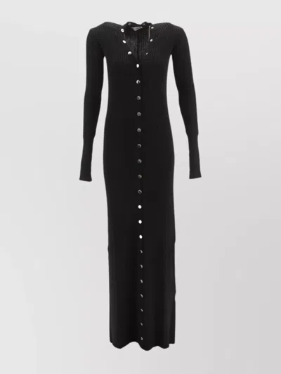 Attico Long Cardigan Dress In Black