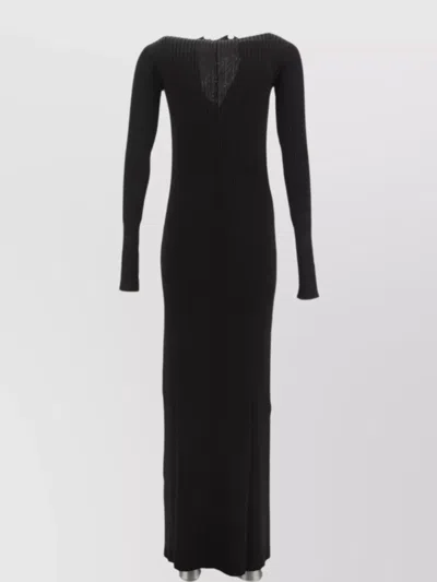 Attico Long Cardigan Dress In Black