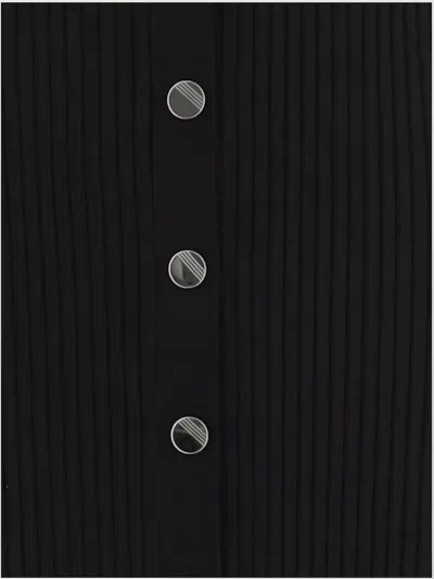 Attico Long Cardigan Dress In Black