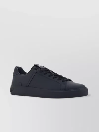 Balmain Court Round Toe Flat Sole Sneakers In Black