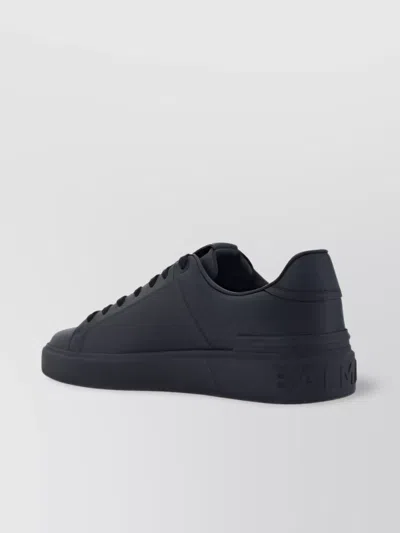Balmain Court Round Toe Flat Sole Sneakers In Black