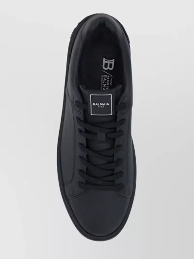 Balmain Court Round Toe Flat Sole Sneakers In Black