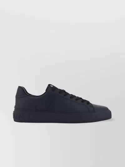 Balmain Court Round Toe Flat Sole Sneakers In Black