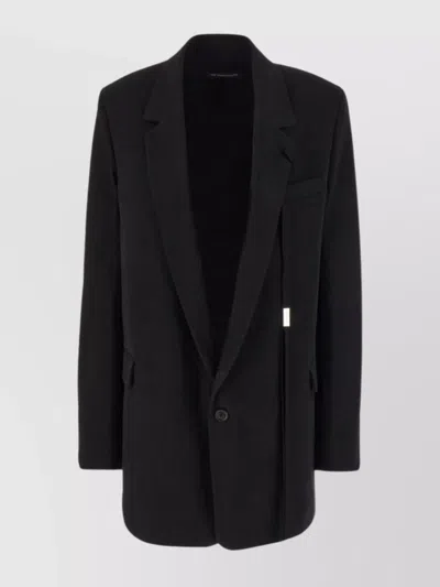 Ann Demeulemeester Denim Blazer With Notched Lapel And Flap Pockets In Black