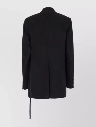 Ann Demeulemeester Denim Blazer With Notched Lapel And Flap Pockets In Black