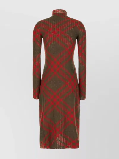 Burberry Women Check Wool Blend Dress In Red