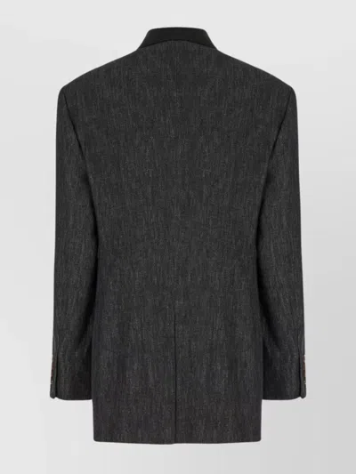 Brunello Cucinelli Denim Blazer With Back Vent And Flap Pockets In Black