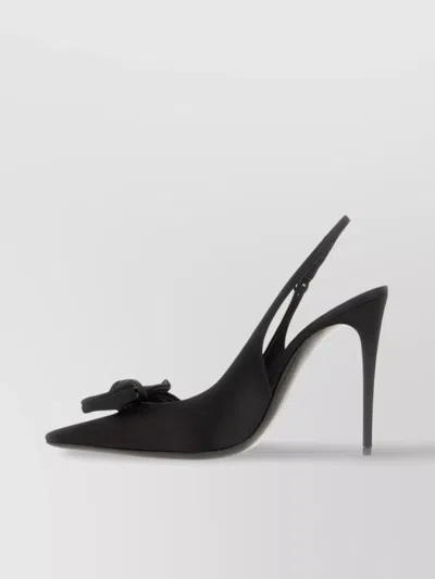 Dolce & Gabbana 105mm Mun Satin Slingbacks In Black