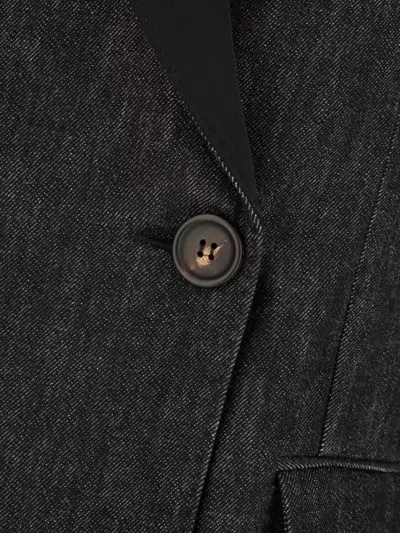 Brunello Cucinelli Denim Blazer With Back Vent And Flap Pockets In Black