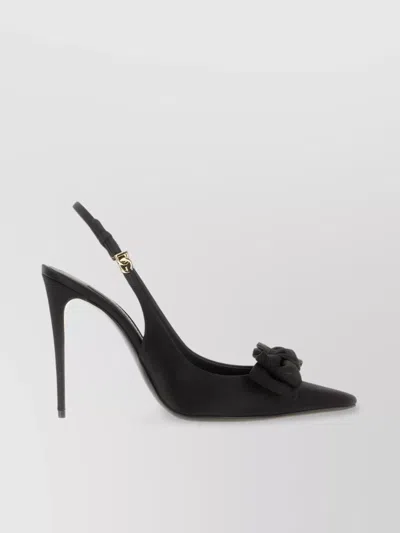 Dolce & Gabbana 105mm Mun Satin Slingbacks In Black