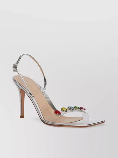 Gianvito Rossi 115mm Crystal-adorned Metallic Sandals In Grey