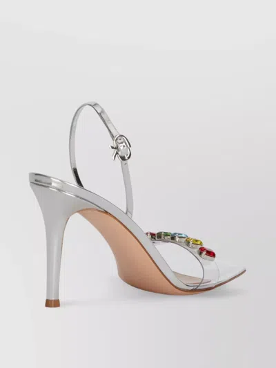 Gianvito Rossi 115mm Crystal-adorned Metallic Sandals In Grey