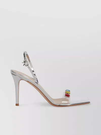 Gianvito Rossi 115mm Crystal-adorned Metallic Sandals In Grey