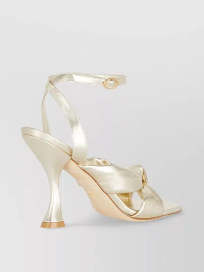 Stuart Weitzman High Heel Sandals With Metallic Knot Detail In Neutrals