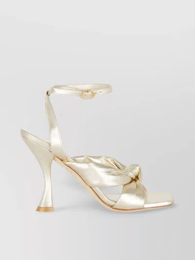 Stuart Weitzman High Heel Sandals With Metallic Knot Detail In Neutrals