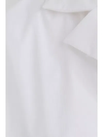 Philosophy Di Lorenzo Serafini Draped Collared Cap Sleeves Cropped Top In White