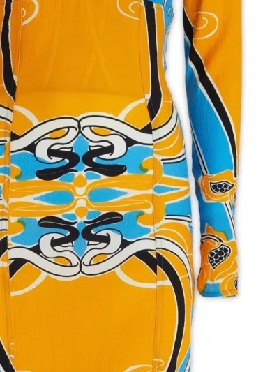 Patou Bold Print Cut-out Midi Dress In Orange