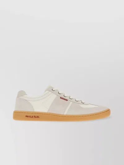 Paul Smith Leather And Suede Sneakers With Rubber Sole In White