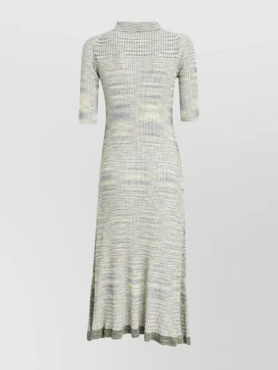 Proenza Schouler Ribbed Texture Midi Length Short Sleeves Dress In White