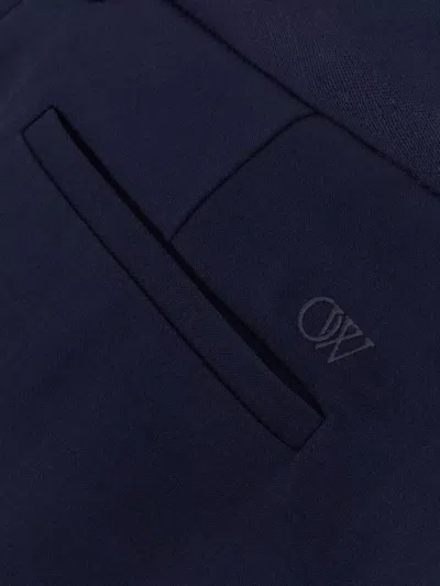 Off-white Wide-leg Virgin-wool-blend Trousers In Blue