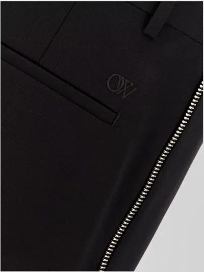 Off-white Wool Trousers With Pockets And Loops In Black