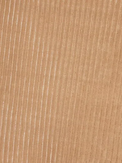 Alberta Ferretti Ribbed Texture Off-the-shoulder Knit Sweater In Neutrals