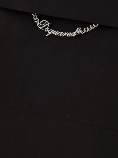Dsquared2 Silk Blouse With Chain Detail And Collared Design In Black